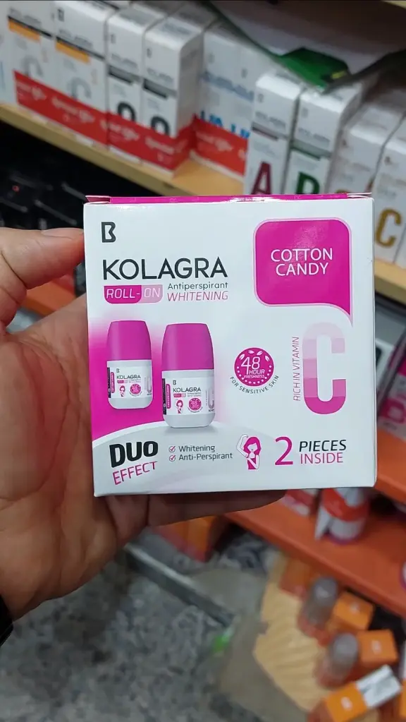 مزيل عرق كولاجرا رول أون للتفتيح ومضاد للتعرق برائحة Cotton Candy 1+1