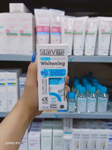 StarVille Whitening Roll-On Antiperspirant - Triple Effect (Skin Lightening, Antiperspirant, Hair Growth Delay) - Fragrance Free
